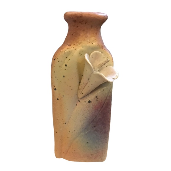 Owl Creek Pottery Figural Lily Flower Bottle Vase 7” Airbrush Doug Cornett - Picture 3 of 12